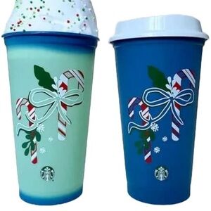 FUN STARBUCKS To Go Drink Cup Colour Changing CANDY CANE Plastic 16 fl oz 473oz.